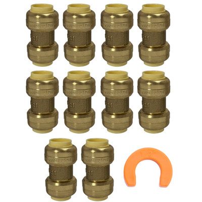 10 Pack 1/2'' Push Fit Coupling W. Disconnect Clip 1/2 Push to Connect Coupling