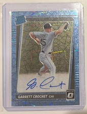 2021 Donruss Optic Garrett Crochet RC Auto Rated Rookie Blue Prizm #d /75 - MINT