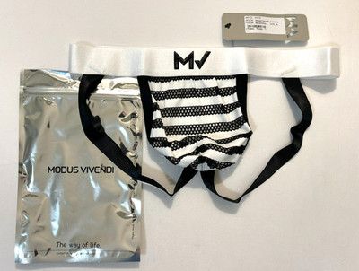 Modus Vivendi   Size XL  Striped Through Fishnet Athletic Supporter -Black/White