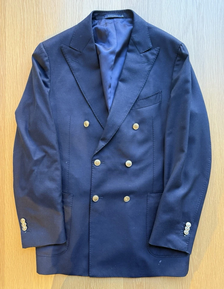 🔥 Blazer Suitsupply Doble Pecho Azul 6X2 Con Botones Dorados Etiqueta Pico Foto 3 de 4