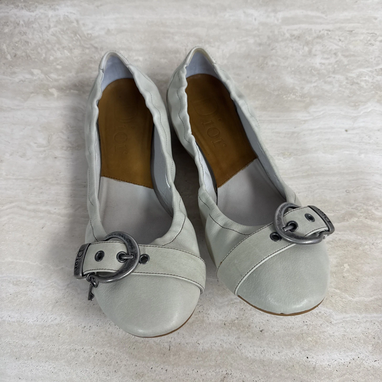 Chaussures plates Christian Dior Western Ball vert clair pointure 39