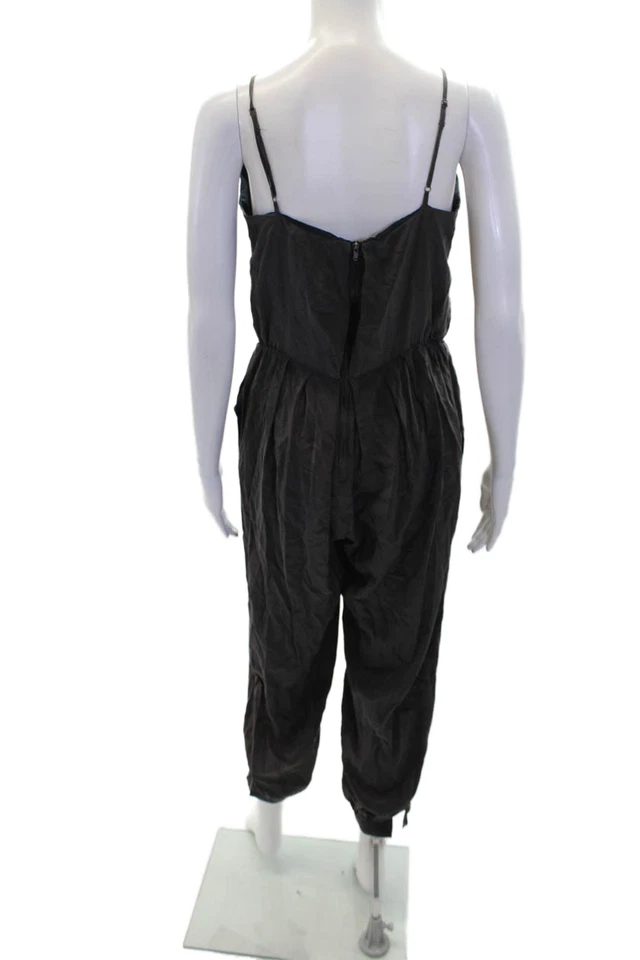 Mono Hunter Bell para mujer de seda sin mangas plisado cintura elástica marrón talla 6 Foto 3 de 4