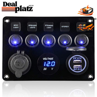Schalter Panel 5 Gang 12V IP65 Wasserdicht Mit Dual USB LadegeräT Auto Boot