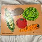 Judy/Instructo Vintage Vegetables Wooden Tray Puzzle, 5 Pieces, 1981 — photo 1