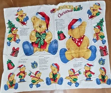 Rambling Ted Christmas Fabric Panel Stuffed Bear Cut N Sew Teddybear Appliques