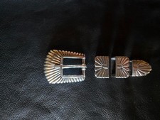 Southwestern Native Headdress .75- 4 Pc Vintage Sterling Silver Belt Buckle Set