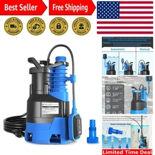 High Flow 5000GPH Sump Pump with Float Switch - 16FT Utility for Pool & Garden