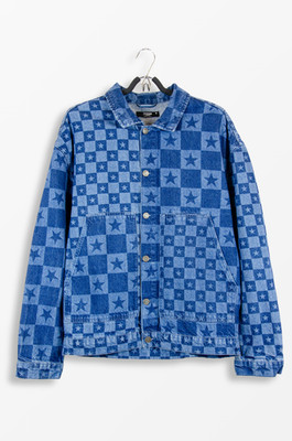 Jaded London Star Check Jeansjacke Blau - XL