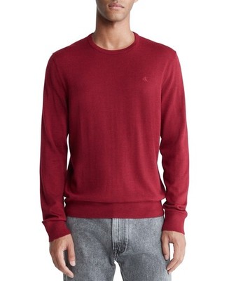 $99 Calvin Klein Sweater Syrah Red 2XL Mens Extra Fine Merino Wool Blend