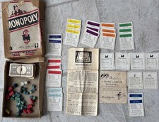 1954 MONOPOLY PARKER BROTHERS POPULAR EDITION BOARD GAME RULES WOOD TOKENS DICE