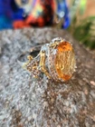 Vintage Citrine CZ Gold Vermeil Sterling Silver (925) Ring. Ladies Size 6