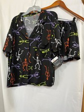 Celebrate Halloween Women's Notch Shorty Pajama Set Black Skeleton XS,M,L New