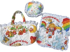 1983 Rainbow Brite Bag Blanket and Pillow Hallmark Handmade Vintage Set