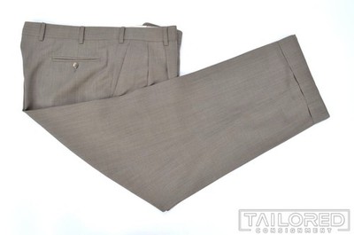 ZANELLA Bennett Solid Brown 100% Wool Mens Luxury Pants Trousers - 40