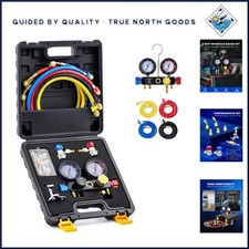 Professional Ac Gauge Set With 5ft Hoses And Oil-filled Shock Resistant Gauges