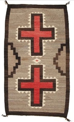 Large Wool Two Gray Hill Rug Navajo Handmade Southwest Native American Style Rug