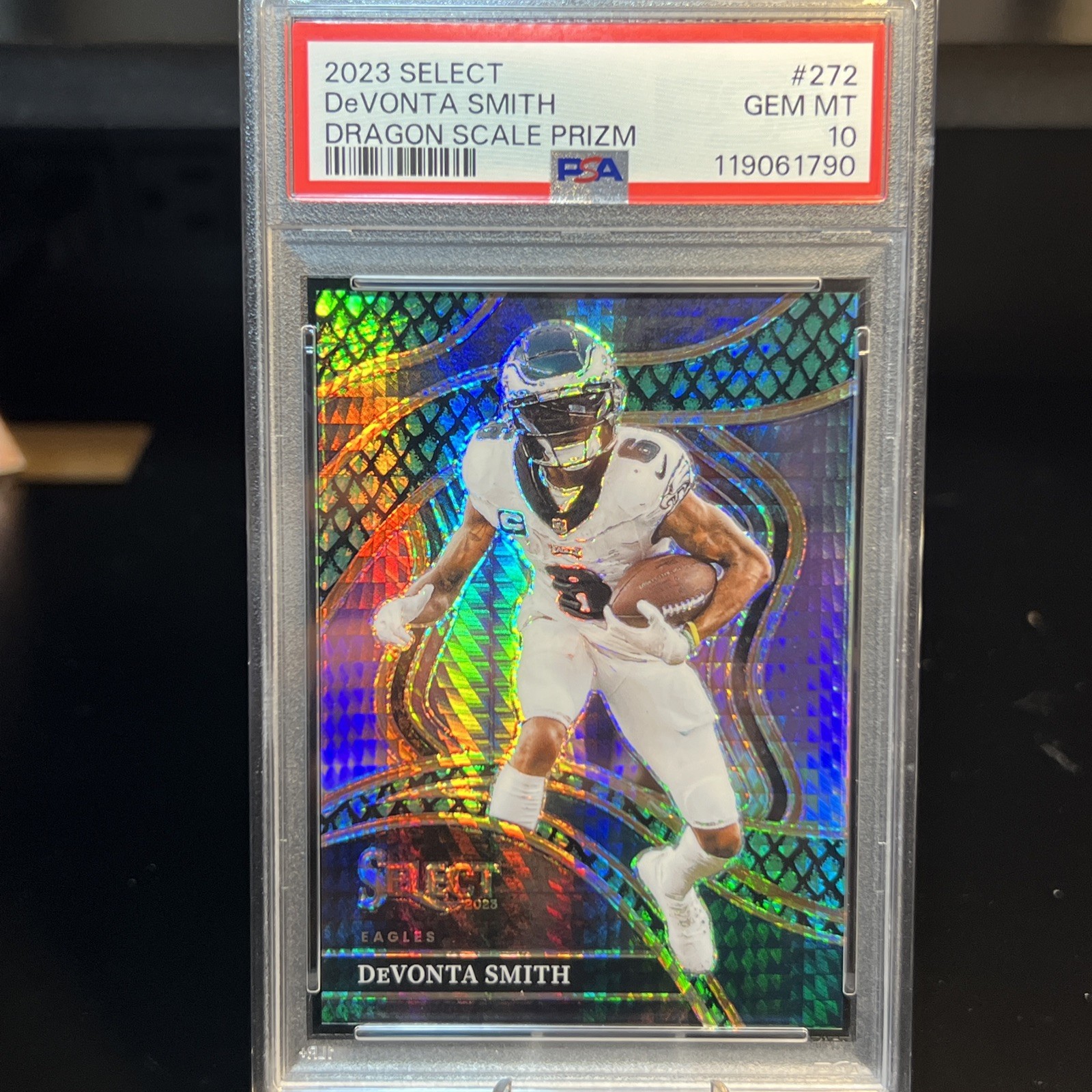 2023 Panini Select Club Level Devonta Smith Dragon Scale Prizm 70/70 Eagles