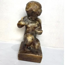Attila's Original Repro Child Holding Birds Statue Cast Stone