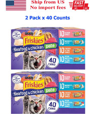 2Pack-Purina Friskies Pate Wet Cat Food Variety Pack 40ct 5.5oz Seafood Chicken
