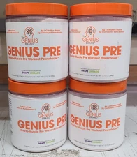 (4) The Genius Brand- Genius Pre, Pre Workout, Grape Limead 12.13 oz EXP 06/2026