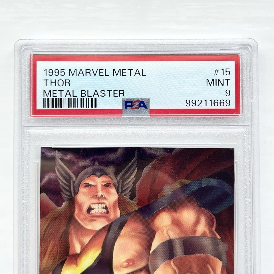 Marvel Comics 1995 Metal Thor PSA Graded Trading Card Rare Avengers Foil Vintage - Image 4 of 4