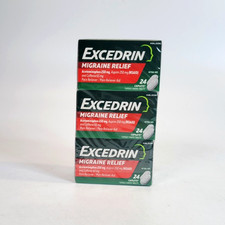 Excedrin 3 Boxes Migraine Relief Pain Reliever 24 Caplets each Exp 02/2028 New