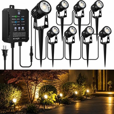Low Voltage Landscape Lighting Kit, 8-Pack LED Spotlights with 24W Transforme...
