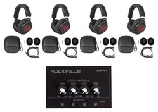 Studio Bundle w/4 Rockville PRO-M50 SR Headphones 4 Channel Headphone Amplifier