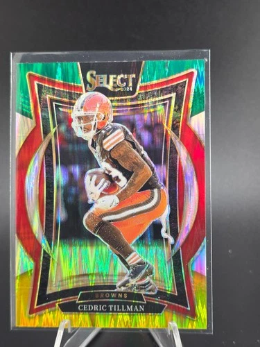 2024 Panini Select - Concourse Cedric Tillman #17 Green &amp; Yellow Shock Prizm