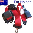 For Holden AU Car Front Rear Seat Belt 3Points Universal Metal Buckle Red 1Kit