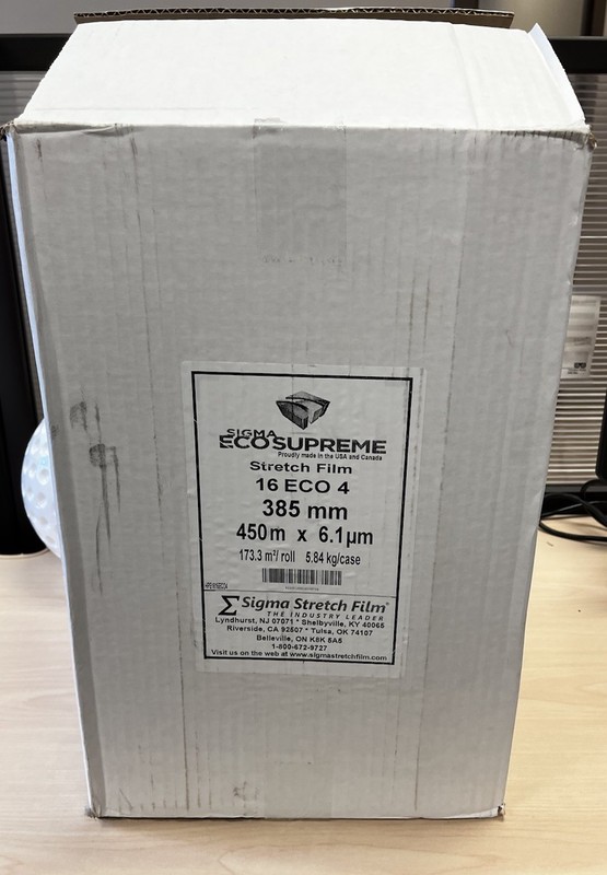Sigma EcoSupreme Stretch Film Wrap 15” x 1476’ Pre-Stretched 4 Rolls Case