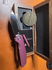 Vanguard Knives Esox V2 Slipjoint Titan Ceracote Dark Cherry M390 Black DLC