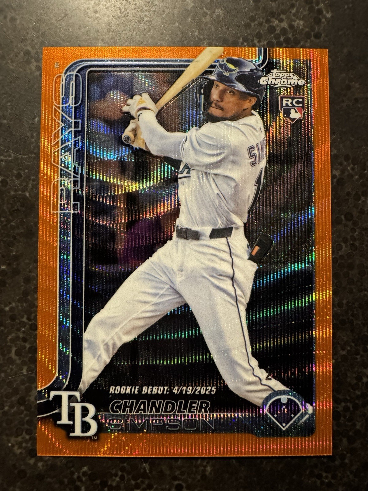 2025 Topps Chrome Update USC17 Chandler Simpson Rookie Debut RC Orange Wave /25