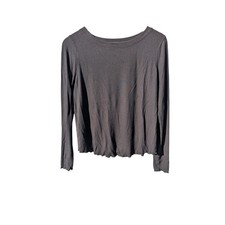 Black basic long sleeve scoop neck t shirt ribbed athletic business casual S