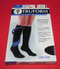 Truform 20-30 mmHg Large Black Below Knee Closed Toe Compression Stockings #8865