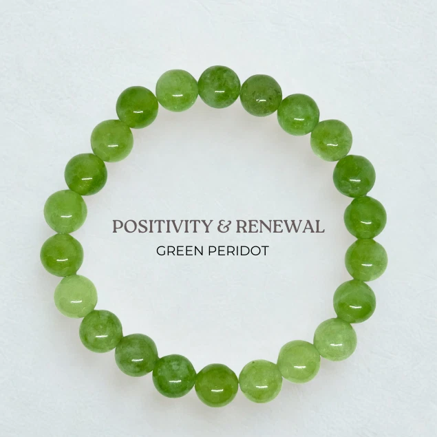Green Peridot Gemstone Beaded Bracelet - 8mm Handmade Spiritual Jewelry - Image 3 of 4