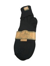 Vintage Ribbed Cuff Ankle Slouch Bobby Socks Ribbed New Old Stock Black 9-11