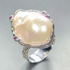 Jewellery Natural Baroque Pearl Ring 925 Sterling Silver Size 8 /R454603