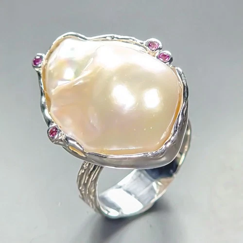 Jewellery Natural Baroque Pearl Ring 925 Sterling Silver Size 8 /R454603