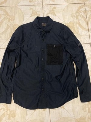 Men Barbour Shirt Navy Cotton S