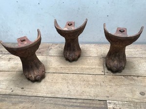 3 Matching Ornate Cast Iron Legs Claw Foot # 6 Bath Tub Stove 6" tall w/ bolts
