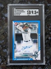 2021 Bowman Paper Julio Rodriguez Prospect Blue Border #/150 SGC 9.5/10 Rookie🔥