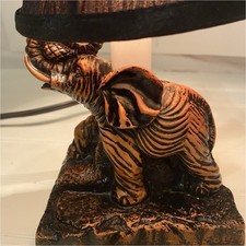 Elephant Figurine Table Lamp UL Listed Black Shade Resin 120V 15W Animal Print