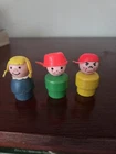 Vintage Fisher-Price Little People Gurl/ Braids Panhead Boy Angry Boy