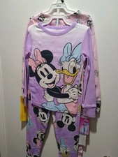 Kids Disney Minnie And Daisy Pajama Set 4 Piece Set New