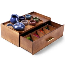 Tea bag organizer box, wood tea storage box, Tea bag holder with drawer, five...
