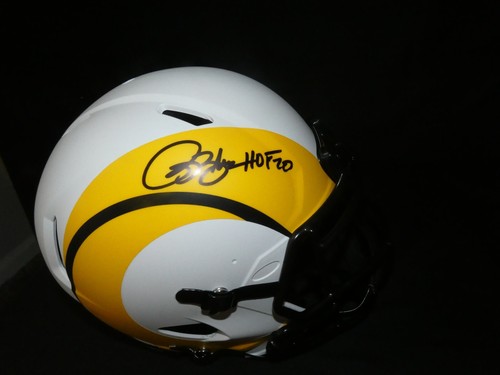 ISAAC BRUCE Authentic Full Sized Rams Lunar helmet HOF Insc Beckett COA Auto - Picture 6 of 7