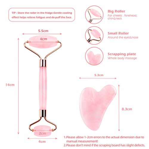 Juego de rodillos para tabla Gua Sha masaje facial corporal antienvejecimiento herramientas para adelgazar facial rosa - Imagen 7 de 18