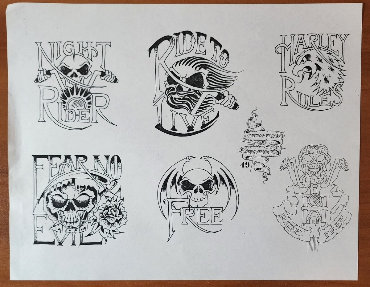 1989 OLD VINTAGE Greg Ardron Traditional Tattoo Flash Sheet Sydney