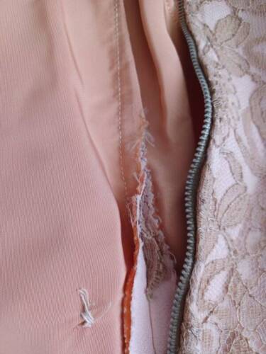 Vintage 60's Pink Lace Dress Romantic Cocktail Party Rayon Crepe Sz M Gorgeous - Picture 8 of 10